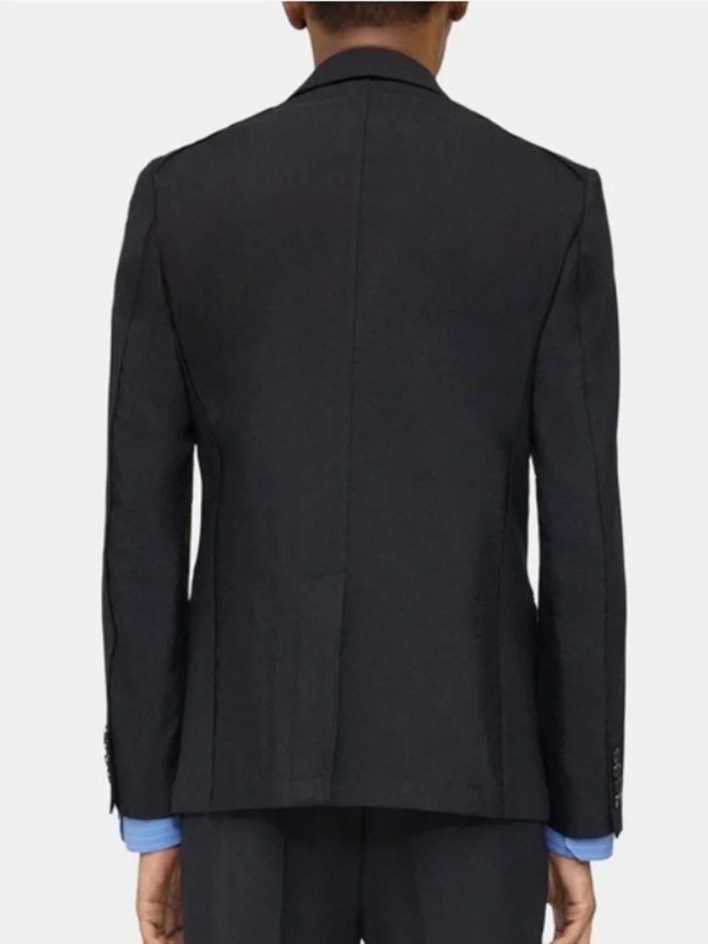 THEORY Classic Black Men's Three-Button Blazer with Nylon Fabric Back Panel 46